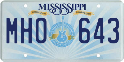 MS license plate MHO643