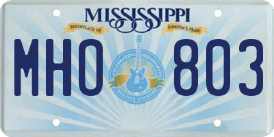 MS license plate MHO803