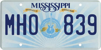 MS license plate MHO839