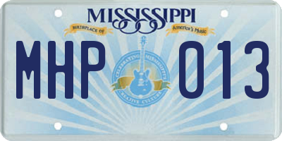 MS license plate MHP013