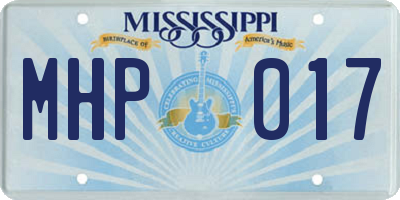 MS license plate MHP017