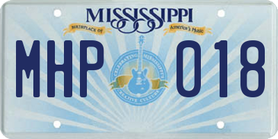 MS license plate MHP018