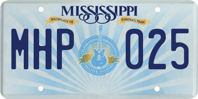 MS license plate MHP025