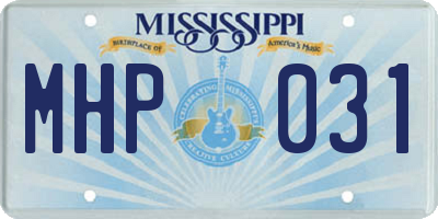 MS license plate MHP031