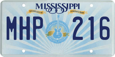 MS license plate MHP216