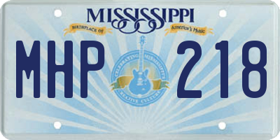 MS license plate MHP218