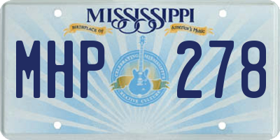 MS license plate MHP278