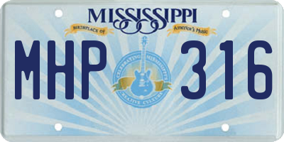 MS license plate MHP316
