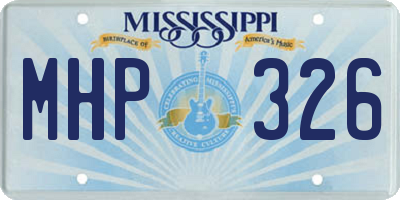 MS license plate MHP326