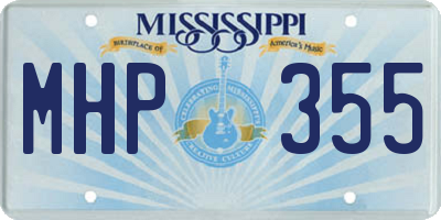 MS license plate MHP355