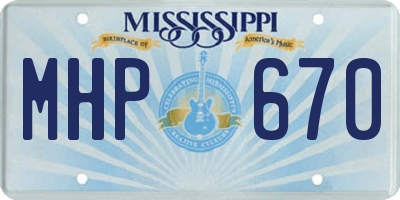 MS license plate MHP670