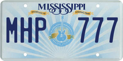 MS license plate MHP777