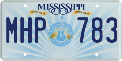 MS license plate MHP783