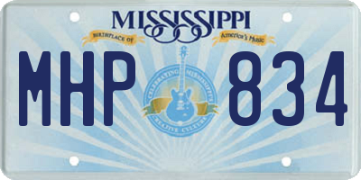 MS license plate MHP834