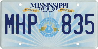 MS license plate MHP835