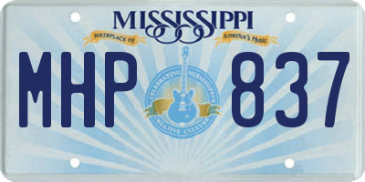 MS license plate MHP837