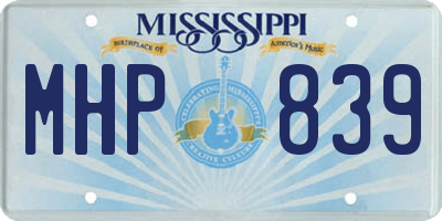 MS license plate MHP839