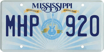 MS license plate MHP920