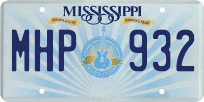 MS license plate MHP932