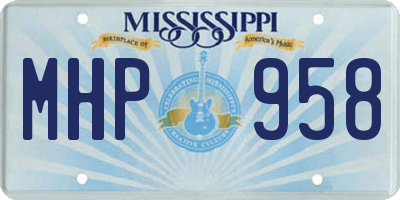 MS license plate MHP958