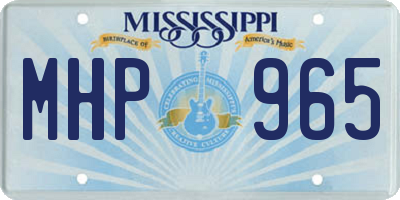 MS license plate MHP965