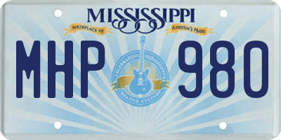 MS license plate MHP980