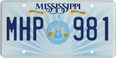 MS license plate MHP981
