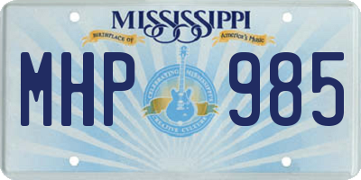 MS license plate MHP985
