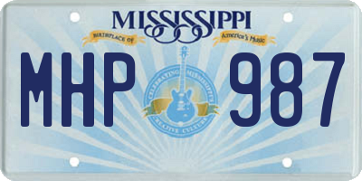 MS license plate MHP987