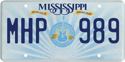 MS license plate MHP989