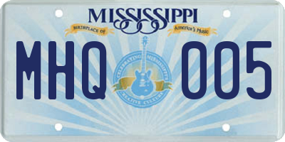 MS license plate MHQ005