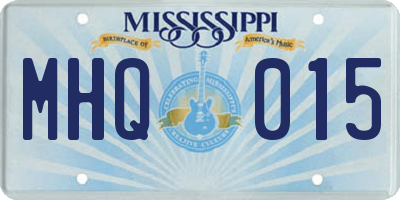 MS license plate MHQ015