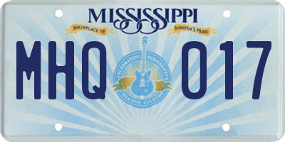 MS license plate MHQ017