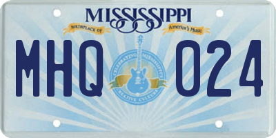 MS license plate MHQ024
