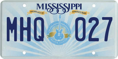 MS license plate MHQ027