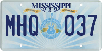 MS license plate MHQ037
