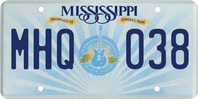 MS license plate MHQ038