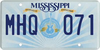 MS license plate MHQ071