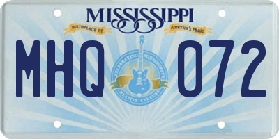MS license plate MHQ072