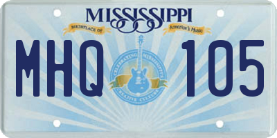 MS license plate MHQ105