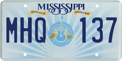 MS license plate MHQ137