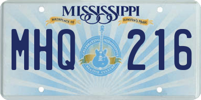 MS license plate MHQ216