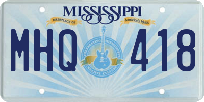 MS license plate MHQ418
