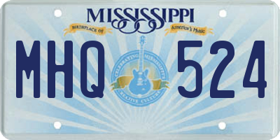 MS license plate MHQ524