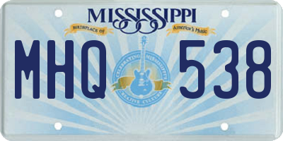 MS license plate MHQ538
