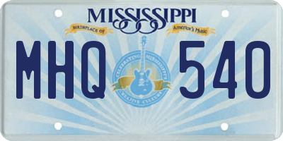 MS license plate MHQ540