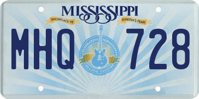 MS license plate MHQ728