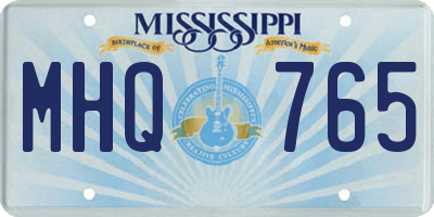 MS license plate MHQ765