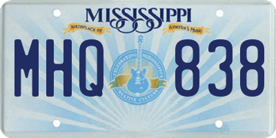 MS license plate MHQ838