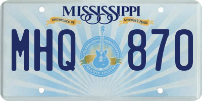 MS license plate MHQ870